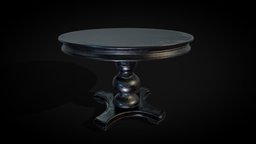 Round wooden table) room, dust, stylish, table, reflection, living, round, kitchen, beautiful, wood, interior, black