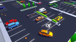 ARCADE: Parking Zone police, truck, cars, pack, bus, town, parking, vehicle, racing, city