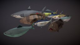 low poly animation fish pack fish, pack, ocean, blender, lowpoly