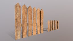 Wooden Fences PBR fence, field, garden, exterior, road, planks, barrier, outdoor, enclosure, farm, old, yard, weathered, picket, pbr, lowpoly, house, wood, street, modular, wall