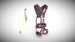 Climbing Equipment Security Harness climbing, carabiner, harness, absorber, substancepainter, substance, pbr