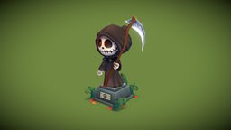 Grim reaper statue casual, low-poly-game-art