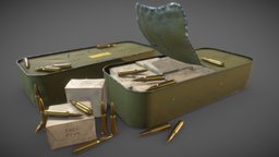 Game Art: Rifle Ammunition Can 7.62x54 rifle, prop, can, bullet, ammo, box, package, polish, ammunition, 762, nato, carabine, weapon, asset, game, gameasset, gun, gameready, 762x54