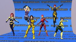 The Superhero Construction Kit Future Females1-6 superhero, avengers, logo, x-men, supergirl, unity, game, low, poly, female