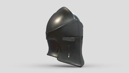 Medieval Helmet 04 Low Poly PBR Realistic armor, suit, greek, armour, ancient, warrior, fighter, soldier, viking, medieval, unreal, ready, vr, ar, protection, headgear, middle, metal, roman, battle, mask, age, headdress, costume, headwear, unity, asset, game, helmet, low, poly, military, war, knight, steel, accient, enegine