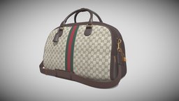 LEATHER GUCCI TRAVEL BAG leather, bag, travel, gucci, asset, game, 3d, texture, pbr, lowpoly, model