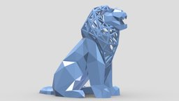 Low Poly Lion 01 stl, base, modern, land, printing, cnc, origami, geometric, architectural, mammal, vr, ar, decor, print, statue, nature, printable, faceted, canine, mammals, asset, game, 3d, art, model, animal, wolf, sculpture