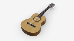 Classic acoustic guitar 01 music, instrument, wooden, guitar, sound, jazz, string, acoustic, classic, band, brown, play, melody, song, ethnic, musician, folk, 3d, pbr, wood