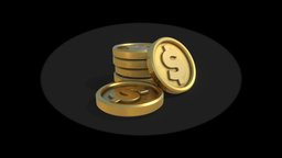 Coins coin, coins, dollar, props-assets, props-game, 3d