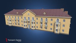 Residental House proj 1-204-5 v3A Stucco walls lowpolly, ussr, ukraine, game-asset, citiesskylines, low-poly-model, low-poly-blender, 1-204, stalin-era, 1-204-5, low_poly, architecture, low-poly, gameasset, cities-skylines