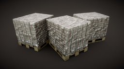 Pallet of Money pallet, money, pack, rich, game-ready, lowpoly, wood
