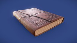 Leather Bound Book leather, household, library, prop, paper, information, ready, literature, page, diary, journal, bookstore, knowledge, wisdom, textbook, book, asset, game, 3d, pbr, model, home, textured