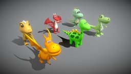 Cartoon Dinosaurs toon, cute, little, dinosaurs, lovely, tyrannosaurus, stegosaurus, adorable, fiery, cartoon, dragon, dinosaur