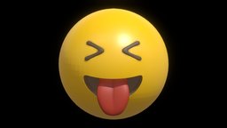 Tongue out yellow ball Emoji or Smiley face, symbol, red, humanoid, little, chat, happy, small, center, tongue, out, sign, smile, facial, emoticon, expression, emoji, message, character, cartoon, funny