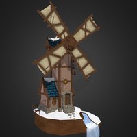 The Precarious Windmill dae, windmill, howest, gg2016, howest2016, handpainted, photoshop, 3dsmax, lowpoly, house, stylized