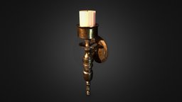 Wall Candle Holder 3D Model lamp, vintage, holder, illumination, candle, chandelier, old, wall