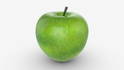 Apple single fruit green green, food, fruit, raw, organic, white, apple, fresh, nature, sweet, vegetarian, juicy, ripe, nutrition, 3d, pbr, freshness