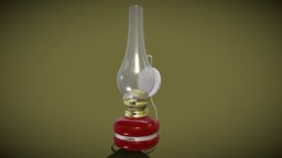 Low Poly Oil Lamp lamp, oil, metal, old, glass, pbr, lowpoly, low, poly