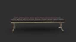 Brass And Leather Bench modern, bench, button, ottoman, classic, chesterfield, 1960s, tufted, daybed
