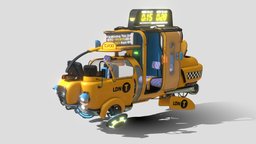 Cyberpunk Flying Taxicab cab, taxi, stylised, taxicab, madewithblender, blender, vehicle, lowpoly, blender3d, sci-fi, futuristic