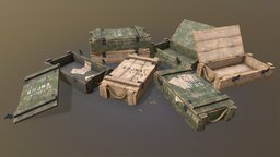 Ammunition Crates assets, boxes, worn, crates, 4k, environement, props, realistic, old, game-asset, low-poly, military