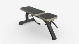 Adjustable weight flat bench 01 bench, adjustable, muscle, fitness, gym, equipment, exercise, iron, health, weight, workout, bodybuilding, 3d, pbr, sport, steel