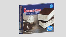 Ice Cream Sandwiches Low Poly PBR Realistic food, ice, other, cookie, cream, sandwich, vr, ar, sugar, chocolate, milk, supermarket, sweet, vanilla, miscellaneous, cacao, asset, game, 3d, low, poly
