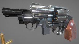Colt Detective Special revolver, special, bullet, firearm, ammo, noir, firearms, millitary, detective, weapon, blender, pbr, lowpoly, gun, textured, colt, rigged, gameready