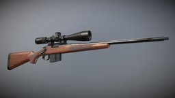 Remington 700 rifle, scope, viper, hunting, firearm, remington, sniper, 308, vortex, r700, bolt-action, weapon, pbr, lowpoly, military, guns