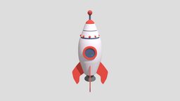Red And White Rocket planets, rocket, gameassets, lowpoly-blender, game, lowpoly, space, legitperspective