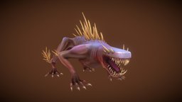Stylized Great Monster Lizard insect, rpg, mmo, rts, abomination, fbx, moba, handpainted, lowpoly, animation, stylized, monster, space, magic