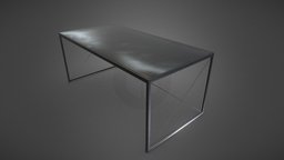 Metal Table modern, household, tabletop, flat, surface, furniture, table, furnishing, decor, metal, contemporary, 3d, pbr, model, design, decoration, interior, home-dining