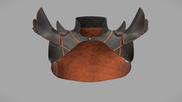 Brown Leather Bolero Top With Pauldrons armour, leather, orange, warrior, medieval, top, clothes, guard, brown, shoulder, wear, bolero, pauldrons, pbr, low, poly, female, fantasy, male