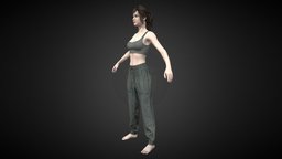 Woman Grey Vest + Green Closure Pants woman, clouth, character, game, lowpoly, female, rigged, metaclouth