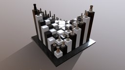 3d Chess white, boardgame, family, ajedrez, game, 3d, design, chess, black, familygame