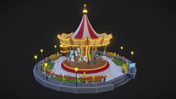 WIP CGMA Merry-go-round carousel prop, festival, holiday, props, handpainting, carousel, carnaval, roundabout, cgma, merry-go-round, carrousel, handpainted, lowpoly, hand-painted, horse, animation, stylized, fantasy