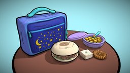 School Lunch food, cel-shading, diverse, modeling, 3d, cuture