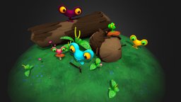Frogs pack forest, cute, fun, frog, wild, nature, froggy, woods, geen, cartoon, animal