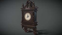 Victorian Old Cuckoo Clock 3D Model victorian, wooden, clock, realism, cuckoo, pbr, wood, textured, cucko