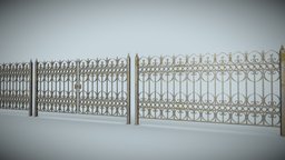 Gate and fence Metal Art low-poly game ready 3D fence, gate, ornate, exterior, medieval, architectural, forge, blacksmith, hospital, metal, outdoors, substancepainter, substance, architecture, house, city, street, industrial, door, steel