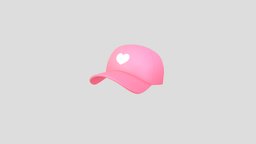 Pink Heart Cap hat, baseball, symbol, cute, style, heart, cap, textile, prop, love, sign, pink, visor, wear, headwear, girl, cartoon, sport, clothing, noai, accsessory