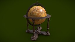 Classic Globe wooden, globe, earth, furniture, science, terra, wood
