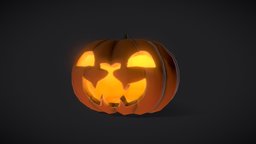 Stylized Halloween Pumpkin face, lantern, cat, orange, prop, jack-o-lantern, cut, fall, game, pbr, stylized, halloween, pumpkin, spooky, magic, gameready
