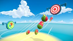 Target Practice sky, suit, flying, tropical, fun, action, jetpack, shooter, speed, flight, paintball, target, gamedev, vacation, colorful, fruity, vrgame, target_shooting, cartoon, game, blender, blender3d, air, gameasset, stylized, ball, targetpractice, tourists