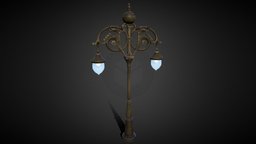 Lamp Street Broke003a lamp, ornate, prop, metal, fancy, streetlight, streetlamp, street-light, light