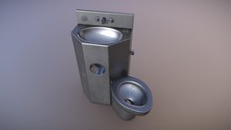 Prison Toilet unreal, sink, ready, toilet, prison, jail, metal, real-time, ue4, unity, game, pbr, lowpoly, gameready