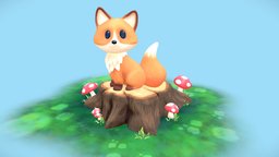 Fox In The Woods trees, forest, cute, fox, nature, woods, 3dfox