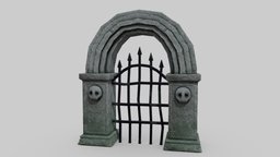 Cemetery Gate fence, blood, gate, cross, tombstone, prop, dead, cemetery, night, easter, vr, grave, headstone, place, handpainted, game, lowpoly, fantasy, horror, zombie