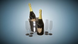 Champagne, Flutes & Ice Bucket drink, bucket, ice, flute, champagne, glass, gold, icebucket, icedrink, noai