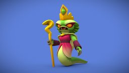Warrior Way –  Serpent Mother humanoid, cute, mother, 3dart, realtime, snake, ingame, queen, boss, serpent, 3dmodelling, mobilegames, cgart, render, character, 3d, lowpoly, mobile, stylized, fantasy, magic, lowpolymodelling, archero